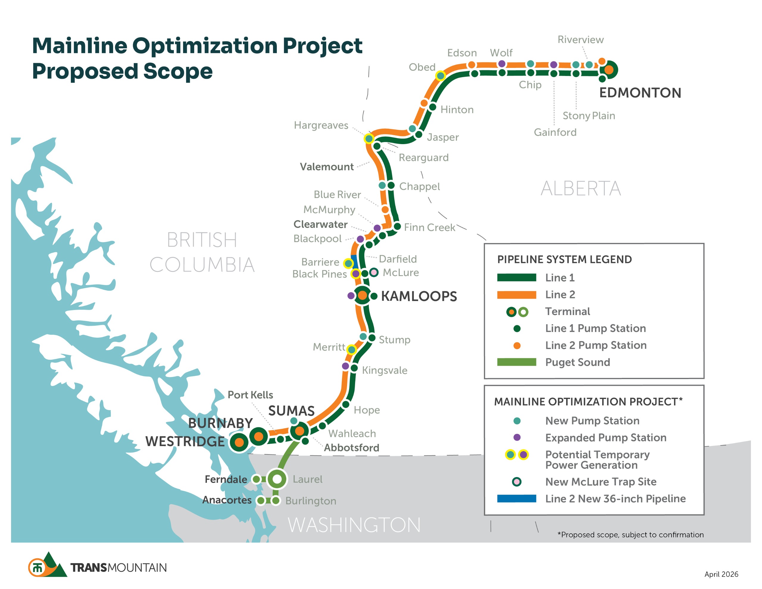 Map of the Mainline Optimization Project Proposed Scope